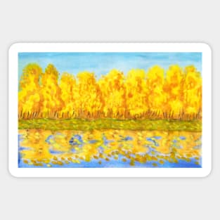 Autumn landscape with golden forst Sticker